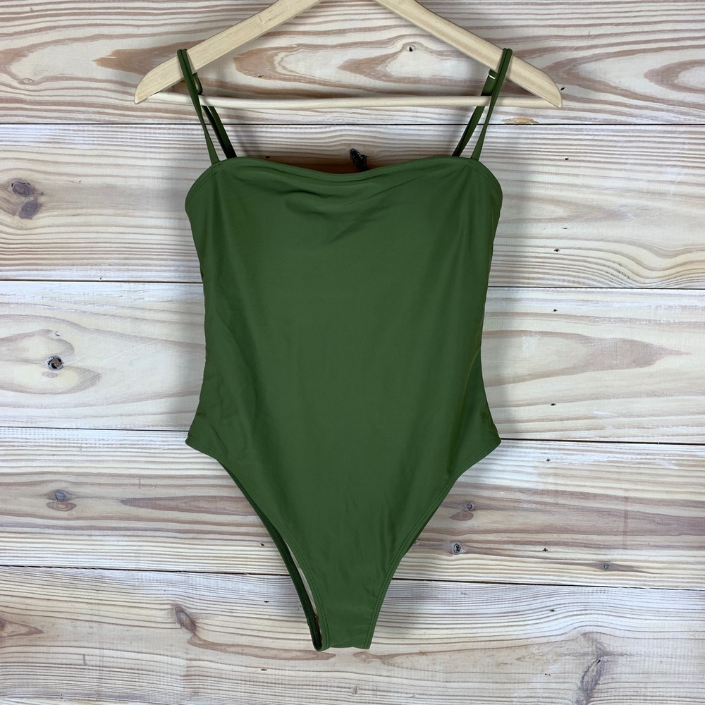 Relleciga One Piece Swimsuit Women Medium Olive Green High Cut Minimalist Chic